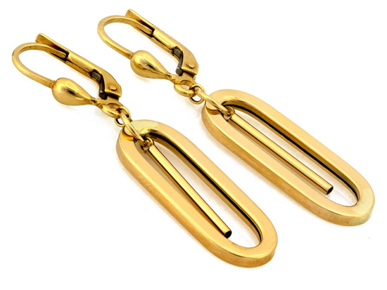Kolczyki złote wiszące długie owalne angielskie