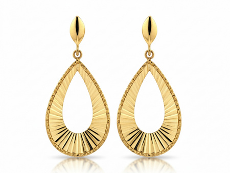 Kolczyki złote wiszące frezowane