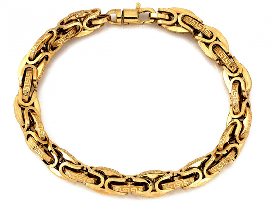 Gruba złota bransoleta z greckim wzorem