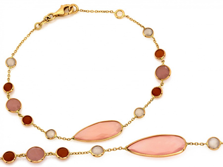 Bransoletka złota  z naturalnymi kamieniami