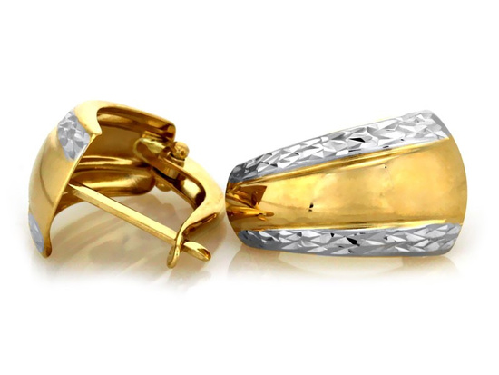 Kolczyki złote dwa kolory złota bez kamieni