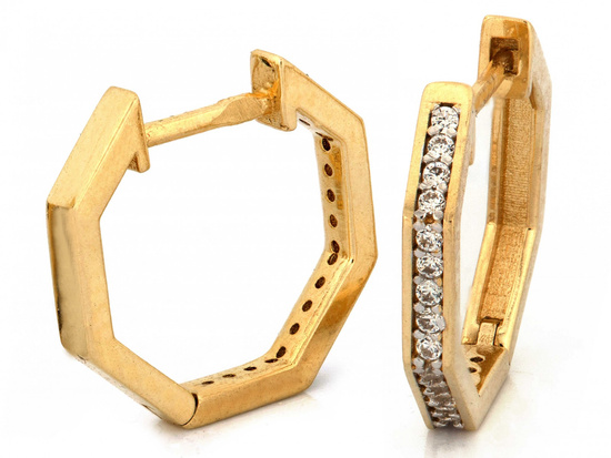Kolczyki złote geometryczne z cyrkoniami