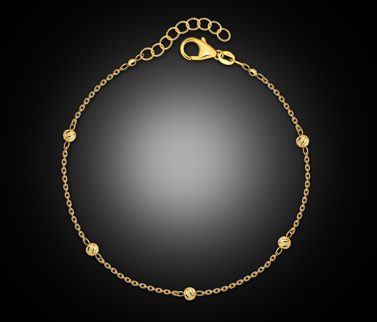 Złota bransoletka 925 z diamentowanymi kuleczkami - 16,5 - 19,5 cm
