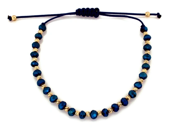 Bransoletka złota z niebieskimi kamieniami i kulkami