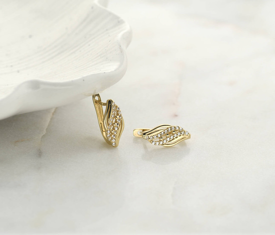 Złote kolczyki 585 z cyrkoniami - klasyczne