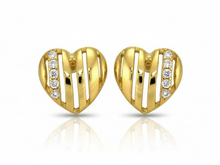 Kolczyki ażurowe serca na sztyfcie z cyrkoniami