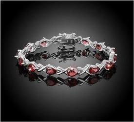 Bransoletka srebrna 925 z 14 naturalnymi afrykańskimi granatami