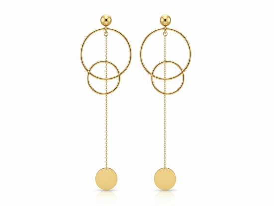 Kolczyki z kół z długim łańcuszkiem