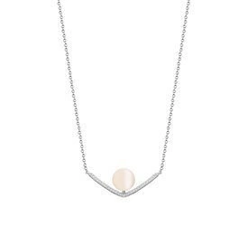 Naszyjnik srebrny 925 z perłami i diamentowymi cyrkoniami 