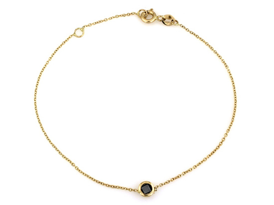 Bransoletka złota łańcuszek z czarnym kamieniem