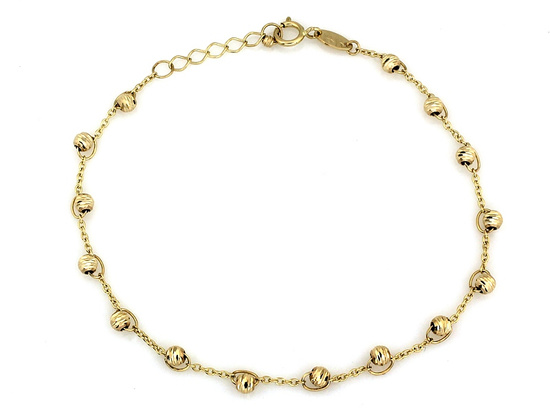 Delikatna złota bransoletka łańcuszkowa z kuleczkami