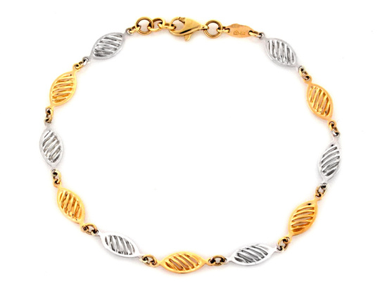 Bransoletka złota dwukolorowa z ażurowych elementów