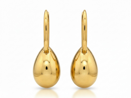 Modne złote kolczyki z wiszącą dmuchaną kroplą