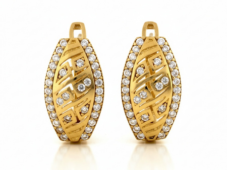 Kolczyki złote angielskie bogato zdobione