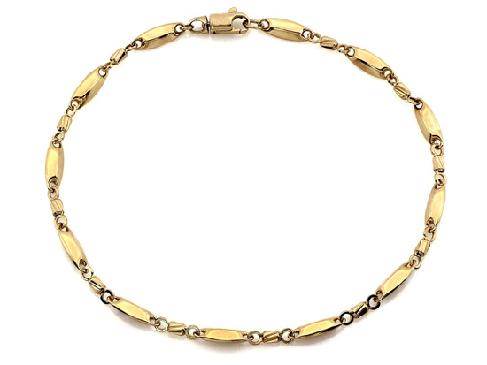 Bransoletka złota z podłużnych błyszczących elementów