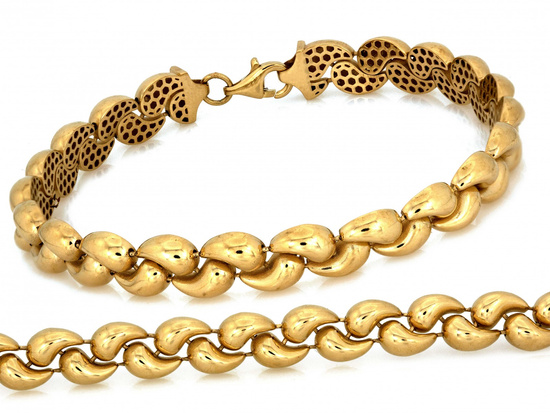 Złota bransoletka elementowa z małych dmuchanych kropli