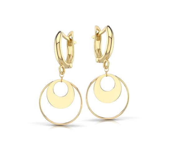 Złote kolczyki 585 koła - wiszące