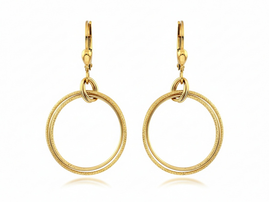 Kolczyki złote wiszące z trzech kółek