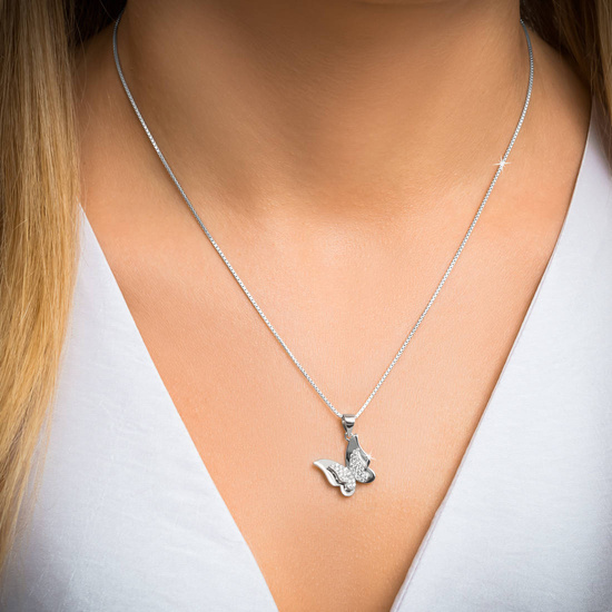 Zestaw srebrny 925 naszyjnik z kolczykami - motylki