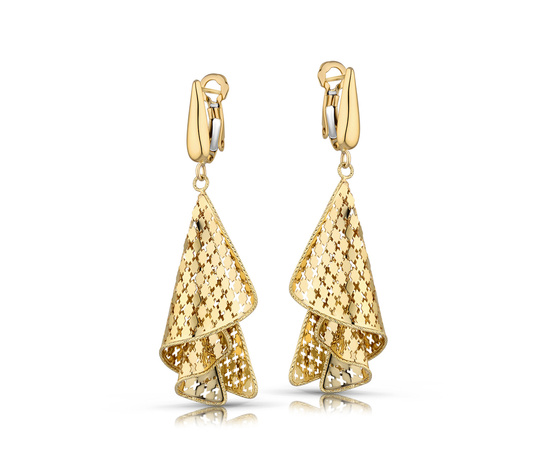 Złote kolczyki 585 wiszące - eleganckie i ażurowe