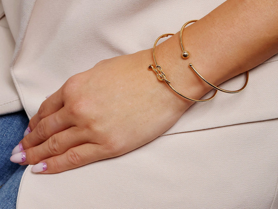 Oryginalna złota sztywna bransoletka gwóźdź