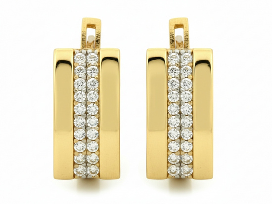 Delikatne złote kolczyki angielskie z cyrkoniami