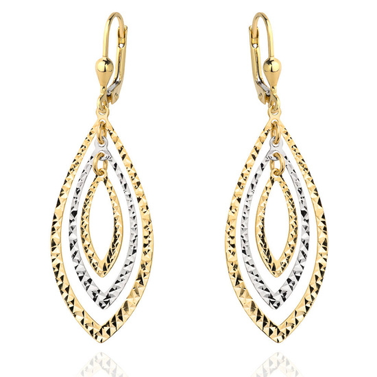 Złote kolczyki 585 - wiszące diamentowane łezki