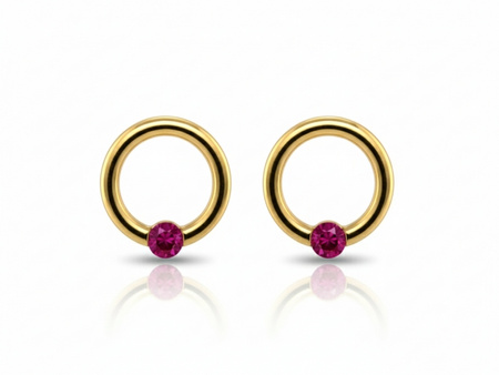 Ringi na sztyfcie z małym różowym kamieniem