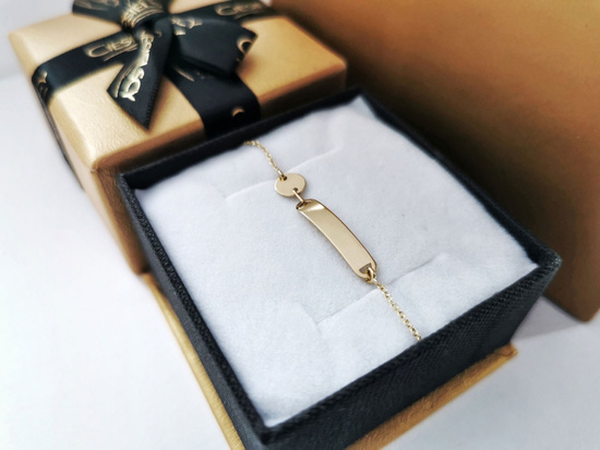 Bransoletka złota dla dziecka z blaszką pod grawer