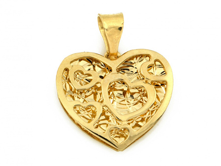 Zawieszka złota ażurowe przestrzenne serce