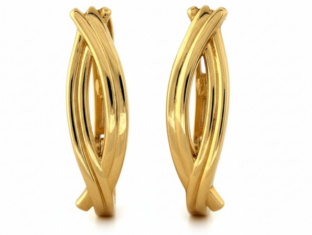 Kolczyki złote przeplecione frezowane wydłużone eleganckie