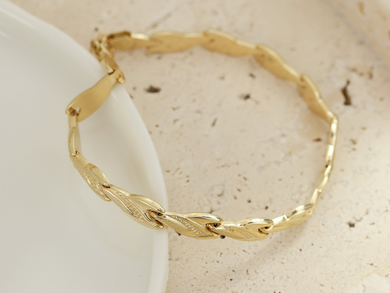 Bransoletka złota satynowana i diamentowana