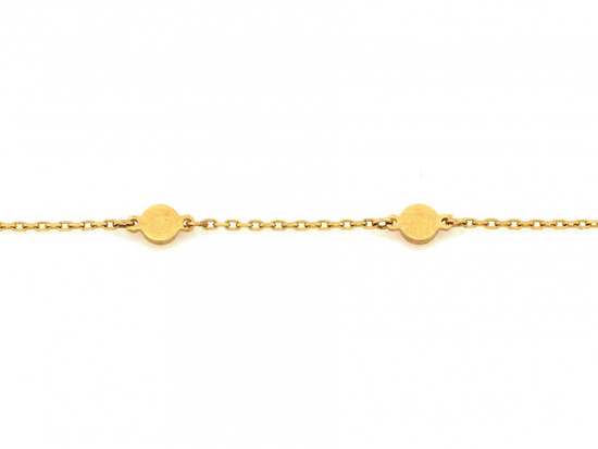 Złota bransoletka łańcuszkowa z małymi kółeczkami blaszkami