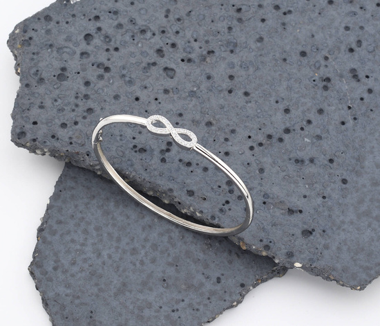 Bransoletka srebrna 925 z diamentowymi cyrkoniami - nieskończoność