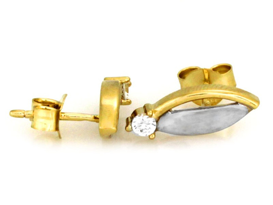 Cudne kolczyki z dwukolorowego złota sztyfty