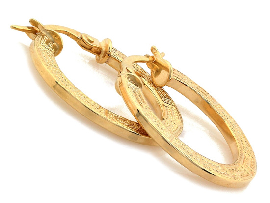 Złote koła szerokie z wzorem greckim 21mm