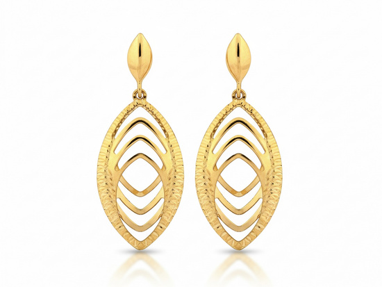 Kolczyki złote wiszące ażurowe przestrzenne