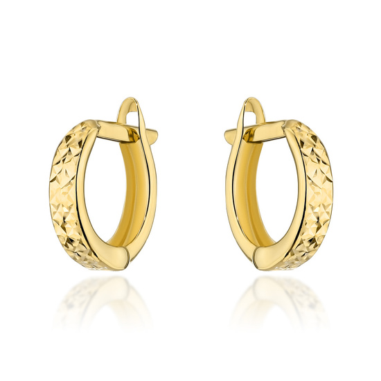 Złote kolczyki koła 585 diamentowane