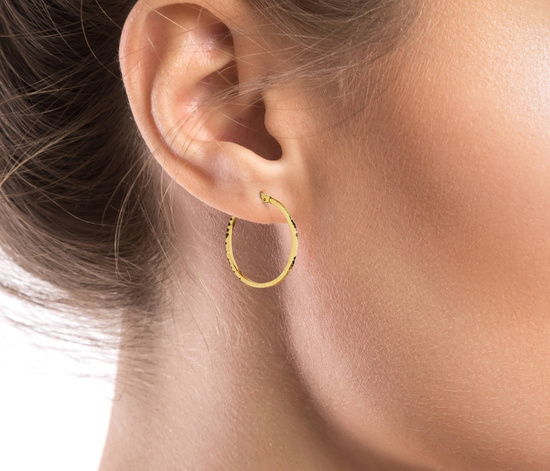 Złote kolczyki koła diamentowane 585 - 32 mm