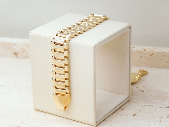 Złota bransoleta szeroka efektowna z ruchomych elementów