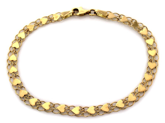 Złota bransoletka z wieloma sercami