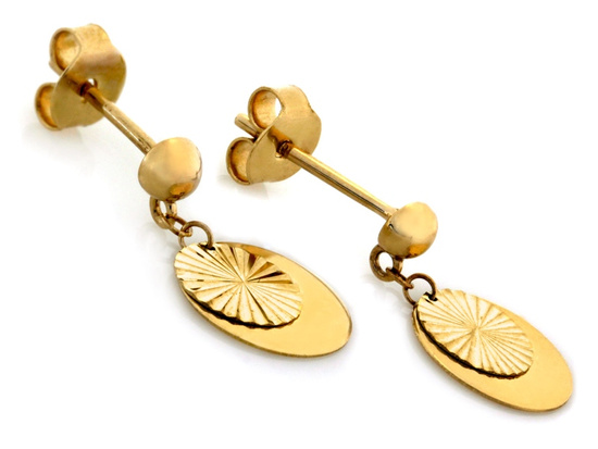Złote kolczyki na sztyfcie dwie blaszki