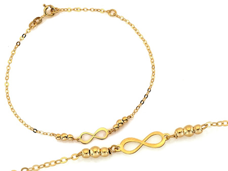 Złota bransoletka z kulkami z nieskończonością