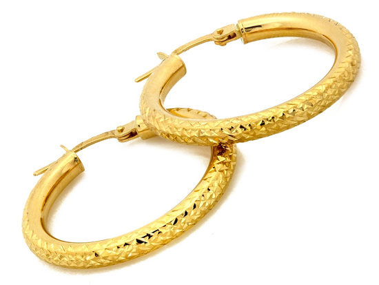 Kolczyki złote koła duże zdobione 28mm