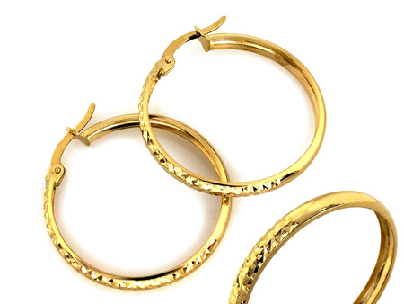 Kolczyki złote koła 24mm zdobione