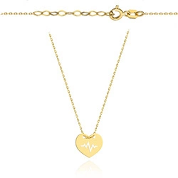 Złoty naszyjnik 585 - serce z linią życia