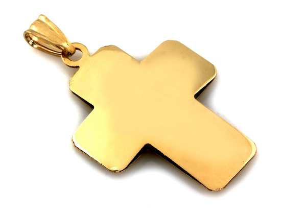 Złota zawieszka nowoczesny krzyżyk z Jezusem