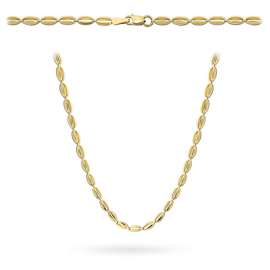 Złoty naszyjnik 585 z diamentowanymi owalami