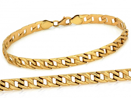 Bransoletka złota z tłoczonych ogniw gruby łańcuch na rękę