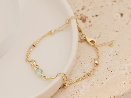 Bransoletka złota podwójna łańcuszkowa z niskończonością